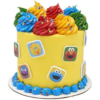 Sesame Street Rings, 24 Cupcake Toppers Featuring Elmo, Big Bird, Cookie Monster, Grover, Bright Colorful Cupcake Decorations, Food Safe - 24 Pack