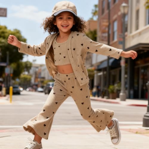 Image of Tween Girls Clothes 2 Piece Long Sleeve Top + Denim Cargo Pants, Teen Girls Fall Clothing Set, Sizes 5-12 Years