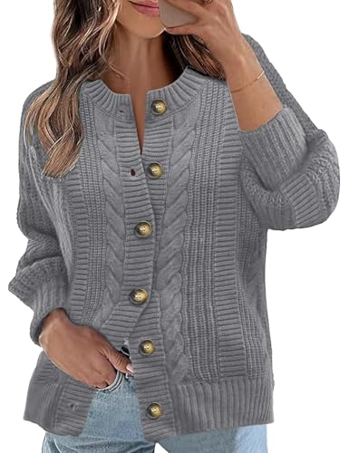 Rapbin Women's Cable Knit Open Front Button Down...