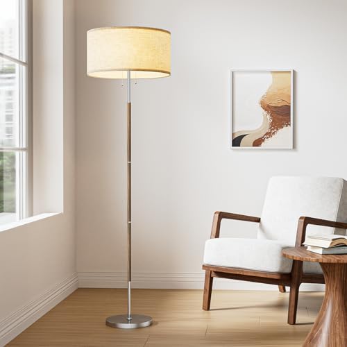 Karjoefar 2-Light Floor Lamp, Mid Century Floor Lamp with Beige