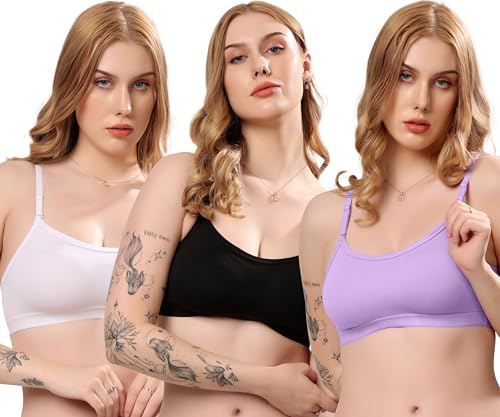 Image of London Hills Women's Cotton Sports Bra for Women Solid Bra Wireless & Non Padded Full Coverage Soft Hold Straps Super Combed Cotton Elastane Stretch Full Coverage Slip-On Active Bra