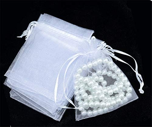 Ximkee Organza Wedding Party Favor Bags- Package of 100 (6"x9", White)