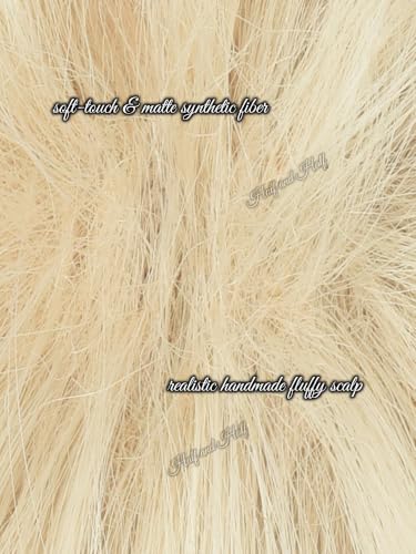Image of Half and Half Short Blonde Anime Cosplay Wig for Men Blonde Game Male Wigs Fluffy Layered Hair Wig for Halloween Party Daily Costumes