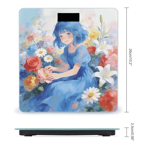 Báscula digital de baño con pantalla LED clara y plataforma de vidrio templado miniatura 2