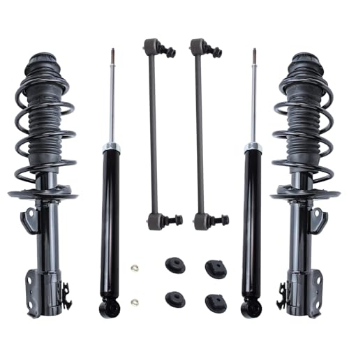 Image of Detroit Axle - 6pc Struts Shock Absorbers Kit for 2006-2011 Toyota Yaris Complete Front 2 Struts with Coil Spring 2 Sway Bar Links 2 Rear Shock Absorbers 2006 2007 2008 2009 2010 2011 Replacement