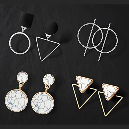 Fingwerk 9 Pairs Statement Earrings For Women Korean Earrings Statement Drop Dangle Geometric Earrings Set Jewelry Gifts #TOP1
