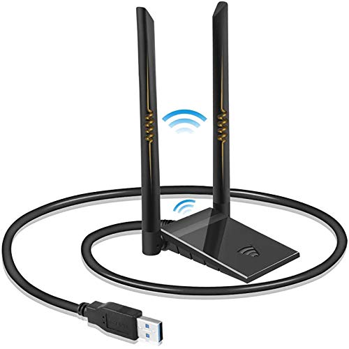 WLAN Stick 1200Mbit/s WiFi Dual Band Adapter 5GHz + 2.4GHz Dual Band 1200 Mbit/s USB 3.0 WiFi Dongle 1200mbps mit 2 x 5 dBi Antenne für PC Desktop