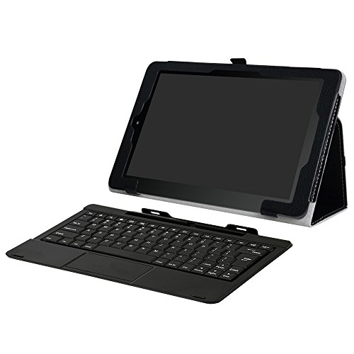 Mama Mouth 10000738-1 Rca 10 Viking Pro/Viking Ii/Cambio W101 V2 Case,Mama Mouth Pu Leather Folio Stand Cover For 10 Inch Rca 10 Viking Pro/Viking Ii/Cambio W101 (V2) 10.1 Inch 2-In-1 Tablet,Black thumb #1