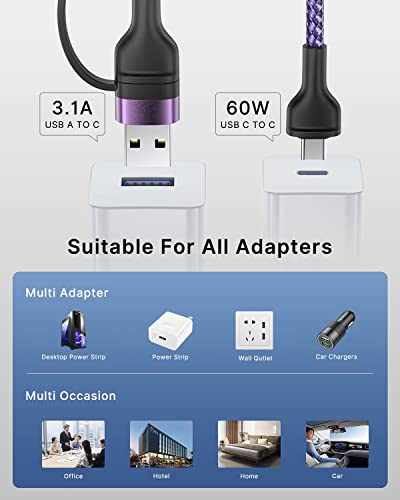 Image of 4-in-1 USB C Cable, USBC Lightning Cable USB C to C Charging Cable 60W PD [Fast & Data Sync] 4 in 1 Multi Charger for iPhone 16 15 14 13 12,MacBook Pro 2024 iPad mini 6 /Pro,Samsung Galaxy