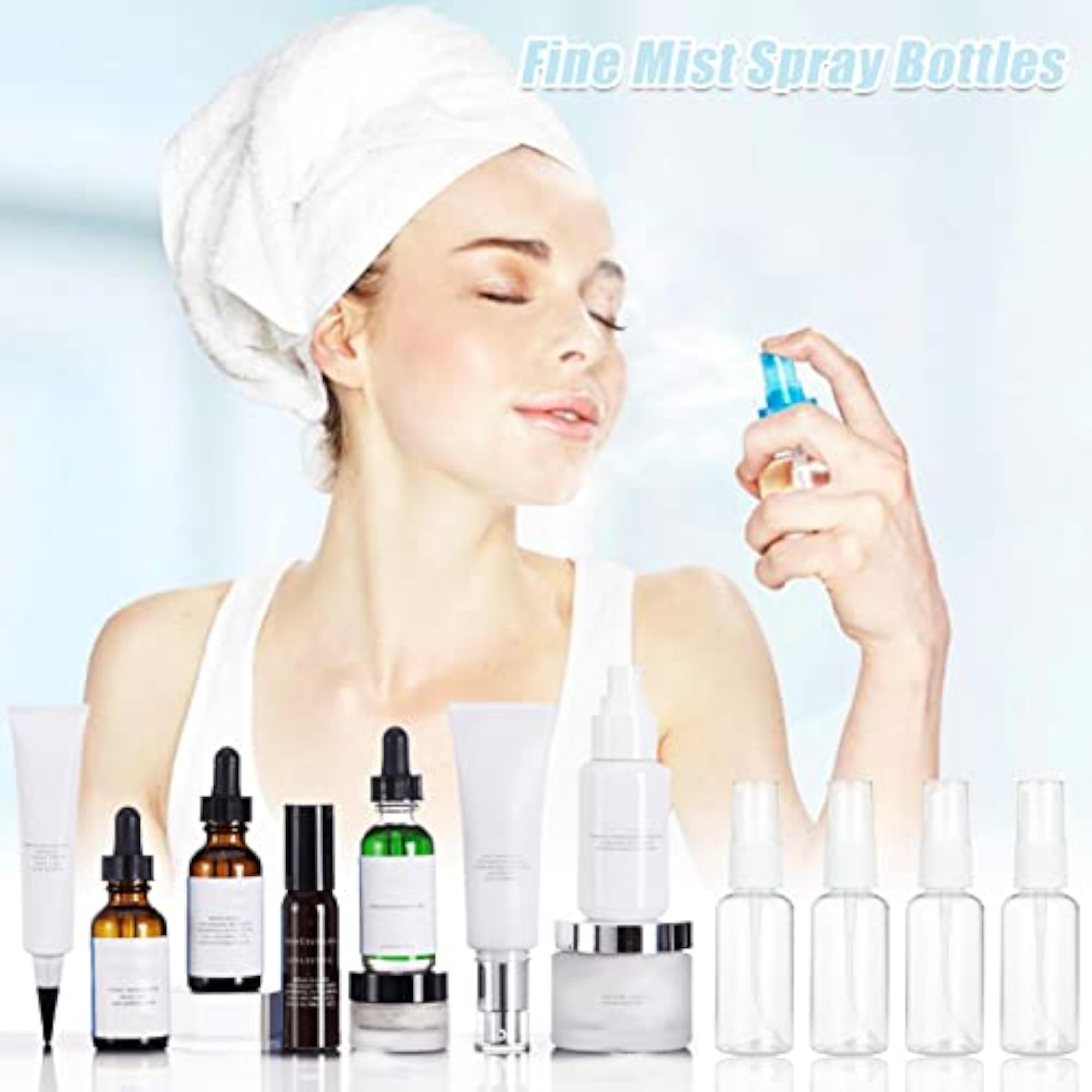 60PCS 1 Oz Mini Mist Sprayer Clear Spray Bottles