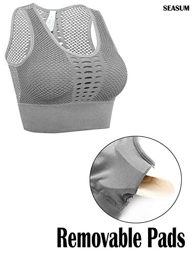 Image of SEASUM Women's Longline Sport Bra Seamless Yoga Crop Top Medium-Low Support Workout Bra