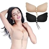 BTkviseQat Klebe BH Push Up,2 Stück Klebe BH,Unsichtbarer BH Push Up, BH Rückenfrei, Trägerloser BH, Wiederverwendbare Selbstklebender Rückenfreier BH, für Rückenfreies Abendkleid Rückenfreies Kleid
