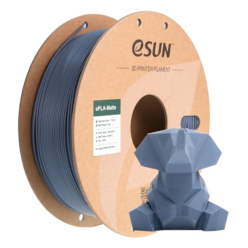 Image of eSUN Matte PLA Filament 1.75mm, Matte 3D Printer PLA Filament, 1KG Spool 3D Printing Filament for 3D Printers, Paper Reel, Dark Grey