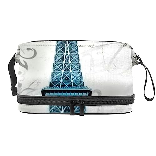 Trousse de Maquillage pour Femme Trousse cosmétique,Tour Eiffel Bleue Paris,Sac Organisateur cosmétique Sac de Maquillage de Voyage Portable