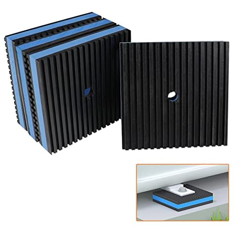 GCGOODS Rubber Anti-Vibration Pad, 4" x 4" x 7/8" Heavy Duty Ribbed Rubber with Blue EVA Center Isolation Pads for HVAC, Air Compressor, Treadmill, Washer and Dryer, Air Conditioner Units, Pack of 4 Cover