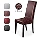 Produktbild Stuhlhussen 4 Stück PU Leder Stuhlbezug wasserdichte Stretch Ölbeständige Stuhlabdeckung Stretch Stuhl Husse Stuhlüberzu Universell Stuhlhussen Für Home Hotel Party Dekor (Braun, 4 Stück)-P