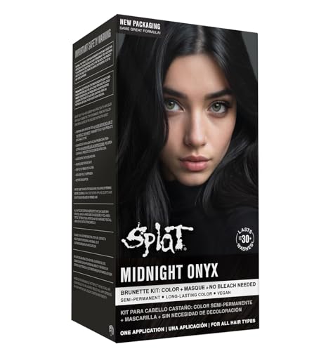 Splat Midnight Onyx Semi Permanent Hair Dye Kit, 1 Application, Includes Deep Reconstructor Conditioner, Lasts 30 Washes, No Bleach Required, Vegan & Cruelty...