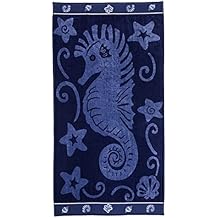 Superior 100% Cotton Luxury Beach Towels - Oversized Beach Towel, 450 GSM Swim Towel, Sea Horse and Stars 34" x 64"