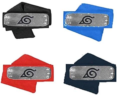 Master Online 4 pcs colorful Ninja Headband with Leaf Village Logo Metal Plated toy Headband Cosplay Anime Ninja Kakashi Accessories