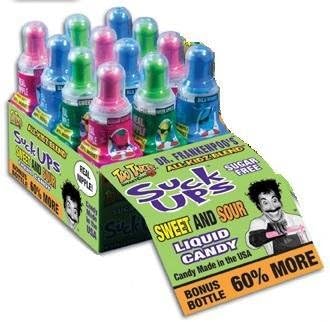 Too Tarts Sugar Free Suck Ups Bonus Bottles Green Apple, Strawberry, and Blueberry Flavor Assortment (Pack of 12)