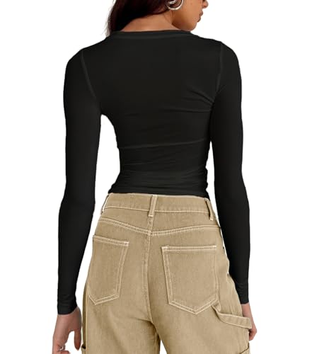 Abardsion Women's Long Sleeve Shirts Spring 2025 Casual Basic Going Out Crop Tops Slim Fit Tight Y2K Clothes2