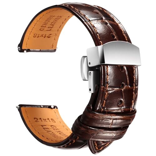 Bracelet montre cuir dégagement rapide noir 19mm 20mm 21mm 22mm - 2