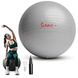 Sunny Health & Fitness Premium Yoga Ball Extra Small 45CM Anti-Burst Exercise Ball for Workouts, Pregnancy, Physical Therapy, Stability Ball Chair Fitness, Extra Thick Yoga Ball with Pump - SF-EB02-XS