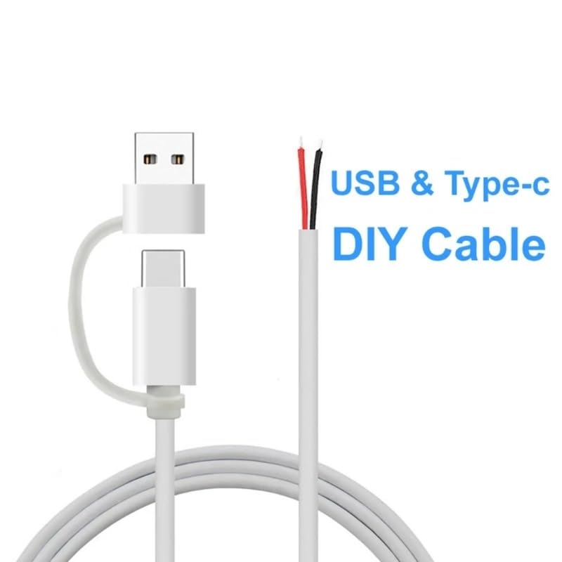 USB C 2 Pin Power Pigtail Cable 20AWG 5V USB Type C Male Plug To 2 Pin...