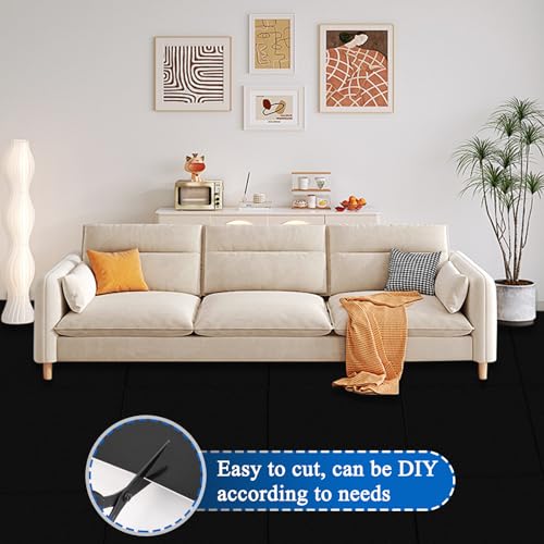 CYEER 20 Stück 30x30CM PVC Bodenbelag Selbstklebend, Vinylboden Selbstklebend Wasserfest Rutschfest, Selbstklebende Bodenfliesen für Küche, Wohnzimmer, Badezimmer (Schwarz)