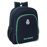 Safta | Mochila Escolar Junior Real Madrid 2ª Equipación 25/26 Adaptable a Carro (Sin Carro),Medidas 32x12x38 cm