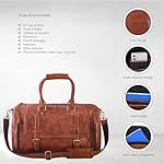 Genuine Leather Duffle Bag for Men | Vintage Weekender Travel Bag | Overnight Carry-On Luggage | Handmade Leather Gym Bag for Men - Image 3