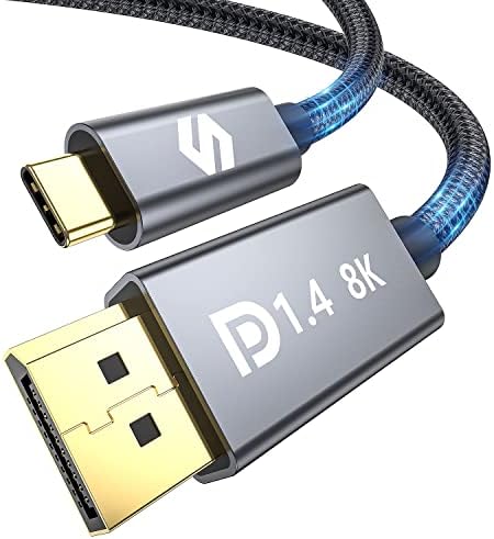 Silkland USB C to DisplayPort 1.4 Cable [8K@60Hz, 5K@60Hz, 4K@144Hz/120Hz, 2K@240Hz] Thunderbolt 3/4 to DP 1.4 Cable 3.3ft/1m 32.4Gbps, Compatible for Mac Studio, 2021 MacBook Pro M1, XPS 15