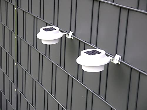 Dapo® 4x LED-Solar-Dachrinnen-Leuchte-Lampe, Kunststoff weiß D:12 cm, Gartenzaun-Leuchte-Lampe
