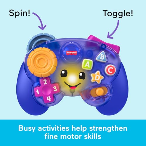 Image of Fisher-Price Laugh & Learn Game & Learn Controller, Purple | Pretend Game Controller, Video Game Activity with Lights & Music, Infants & Toddlers Ages 6+ Months