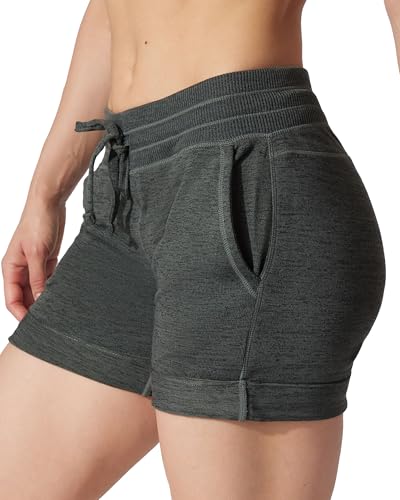 Image of 90 Degree By Reflex Soft Comfy Activewear Lounge Shorts with Pockets and Drawstring for Women