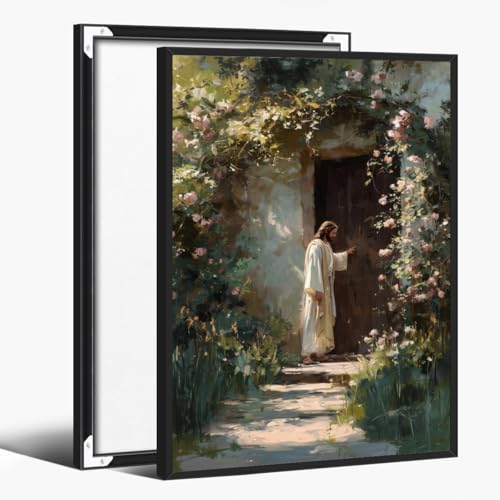 Jesus Knocking at Door-Religious Faith Based Biblical Artwork-Canvas Wall Art