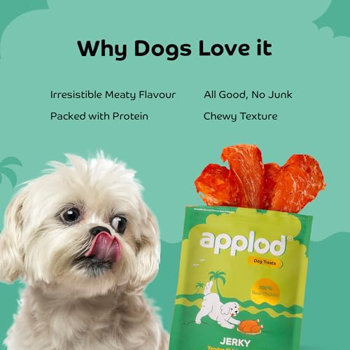 Image of Tender Chicken Jerky Breast Dog Treats | Made with Real Chicken Breast | High-Protein, Low-Fat Grain-Free Reward Snacks for Dogs | 50g