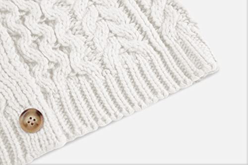 Toddler Baby Girls Knit Sweater Cardigan Button Up Crochet Sweater Warm Long Sleeve Winter Cable Outfit White #TOP3