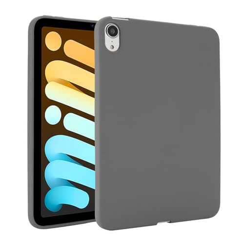 HUOLUNGJIN Funda compatible con iPad mini 7 (A17 Pro, 7ª generación) 2024 / Mini 6 (6ª generación) de 8.3 pulgadas, funda protectora de silicona suave de TPU mate delgada para Mini 7ª/6ª (gris)
