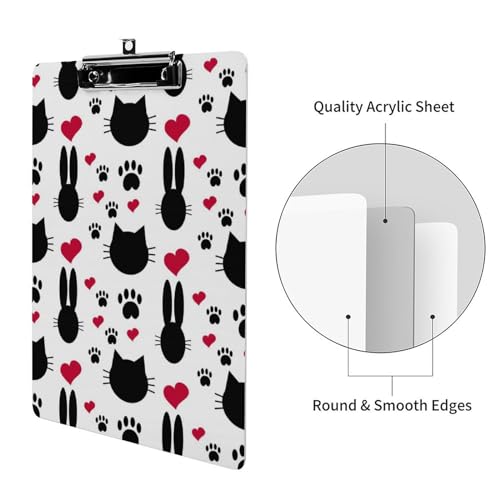 Porte document avec clip chat pattes coeur pour bureau et etude