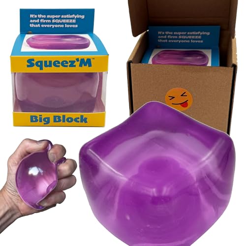 Image of Original Big Block Premium Stress Cube, Purple Squishy Fidget Toy, Adults | Non-toxic ASTM certified, US family-owned, easy replacement, jumbo purple sensory squeeze cube, stress relief