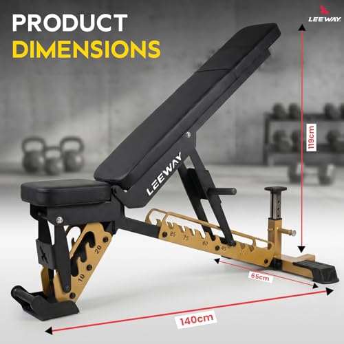 Image of Leeway LF99 Bench Press for Home Gym | Adjustable Gym Bench for Home| Heavy Duty Multi Incline Decline Flat Steel Workout Station | Multipurpose 30 to 85 Degrees | Commercial Grade Exercise Table (Black, Bench LF99, 1)