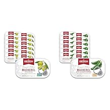 King Oscar Wild Caught Mackerel Bundle - Skinless & Boneless in Olive Oil 4.05 Ounce, Pack of 12 and Mackerel in Olive Oil with Jalapeno Peppers 4.05 Ounce, Pack of 12