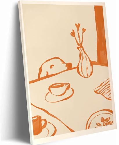 Sneaky Dog Kitchen Wall Art Canvas Coffee Dog Poster