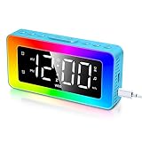 Alarm Clock for Kids, Umedo Digital Alarm Clock with 8 Mode RGB Night Light, Mirrored Clock with Dua