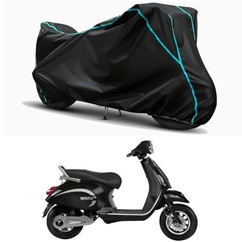 Image of Waterproof Bike Body Cover Compatible for | Pure EV Epluto 7G | Taffeta Fabric, Sky Piping Design, Bottom Elastic Fit | Dustproof, Sun UV & Rain Protection for All Weather.