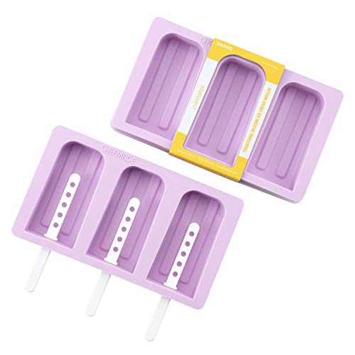 CHEFMADE Ice Pop Molds, Silicone Popsicle Maker with Lid and Sticks, Classical Stripes