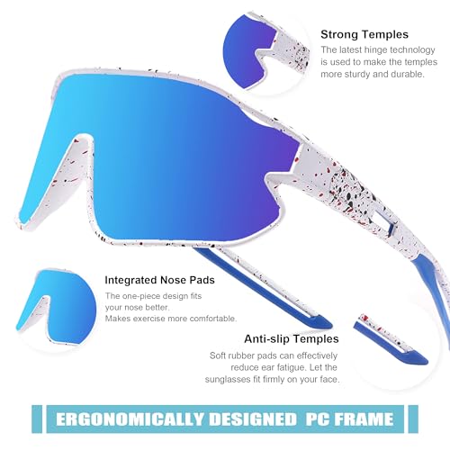 YUNBLL&KO Kids Sunglasses Youth Baseball Sun Glasses TR90 Lightweight Frame UV400 Sports Cycling Sunglasses for Girls Boys - Thumbnail 4