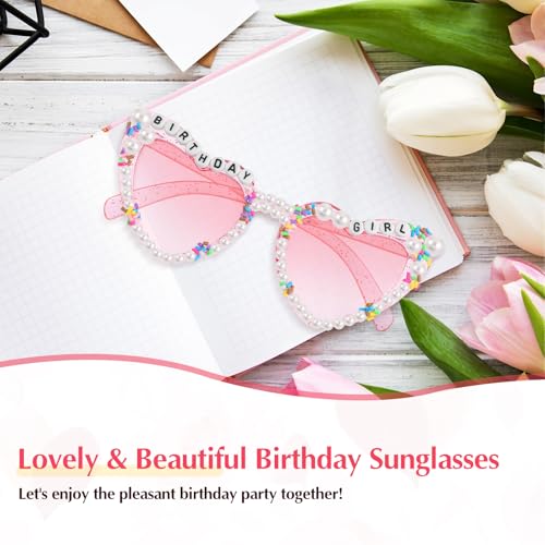 Kerros Birthday Sunglasses for Women - Pink Heart 'Birthday Girl' Sunglasses Happy Birthday Accessories4