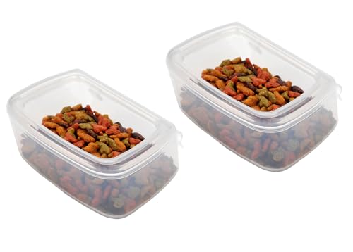 DryFur Pet Carrier Food Water Dish - Clear- Spill Resistant - Hook On Cups - Travel Kennel Bowls set of 2 (Large)